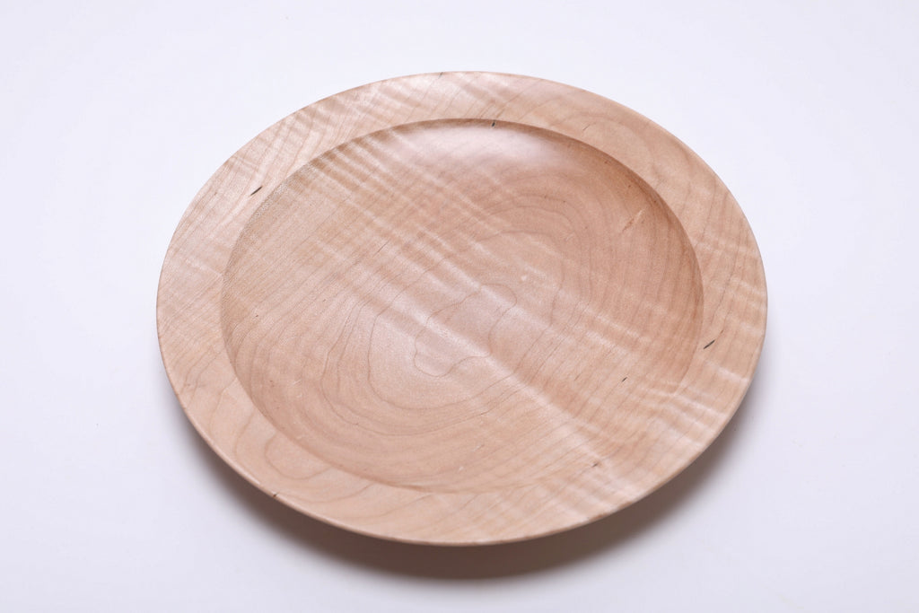 #2695 Shallow Tiger Maple Wooden Bowl  (9 1/2" x 1 1/4")