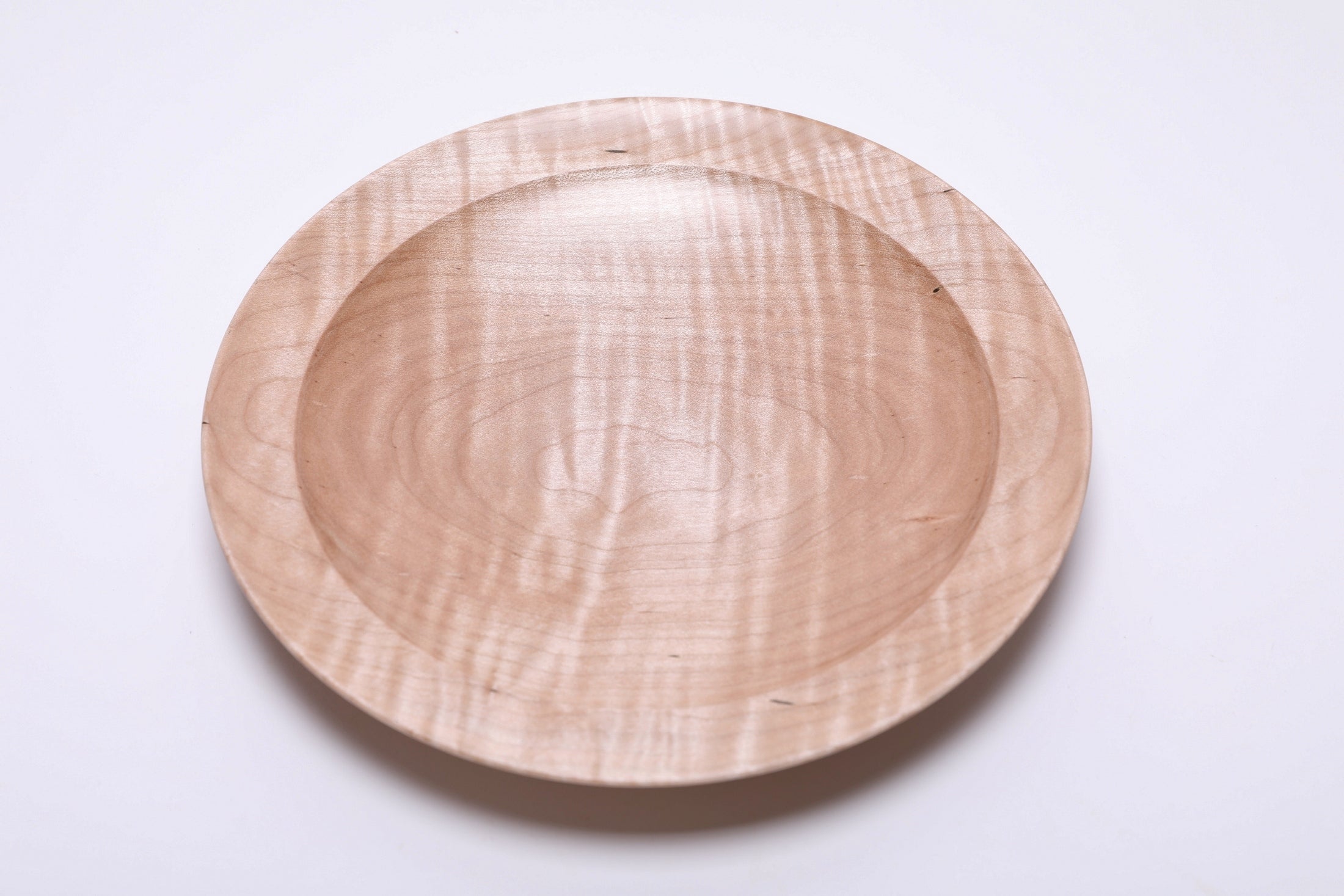 #2695 Shallow Tiger Maple Wooden Bowl  (9 1/2" x 1 1/4")