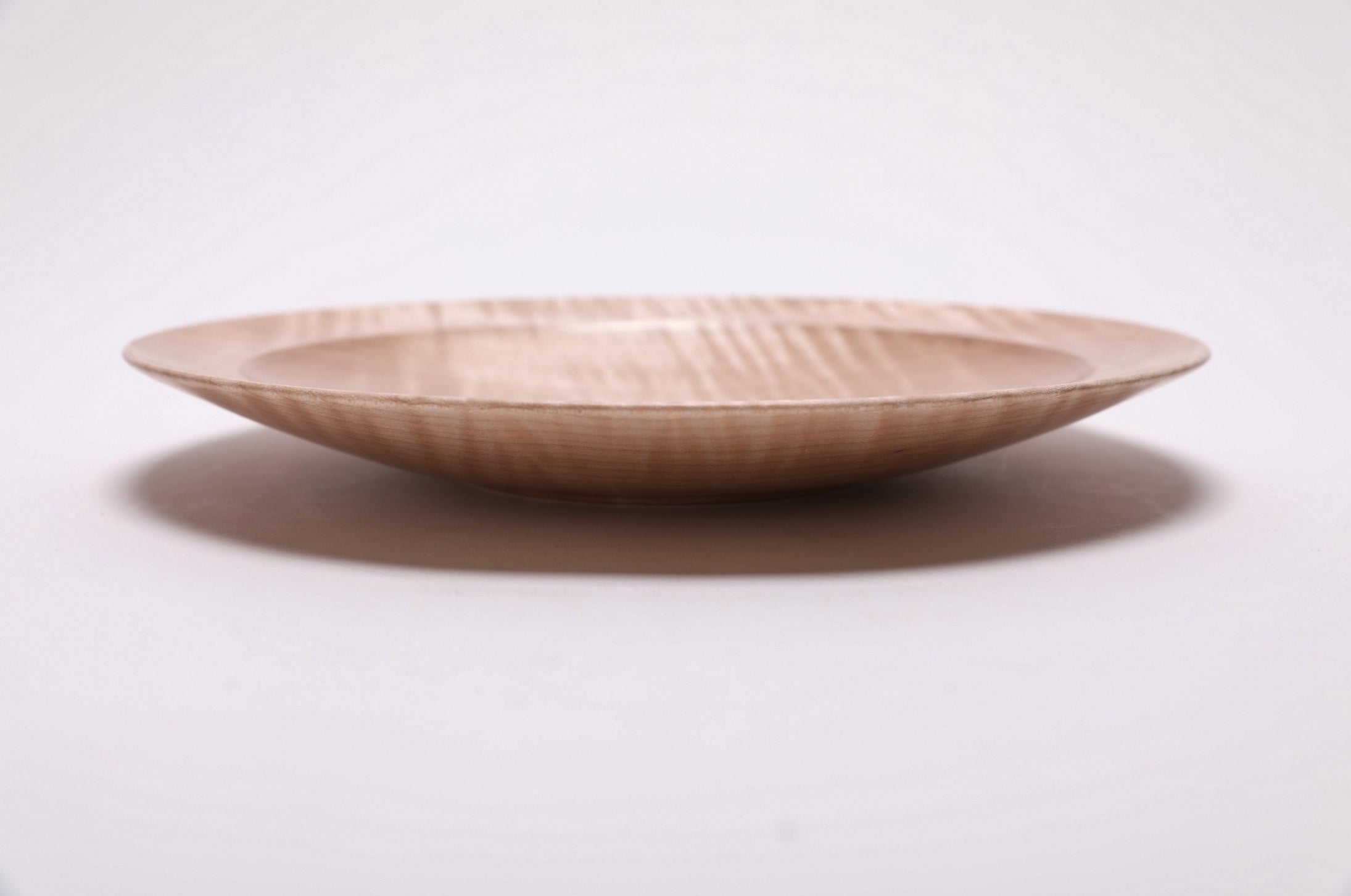 #2695 Shallow Tiger Maple Wooden Bowl  (9 1/2" x 1 1/4")