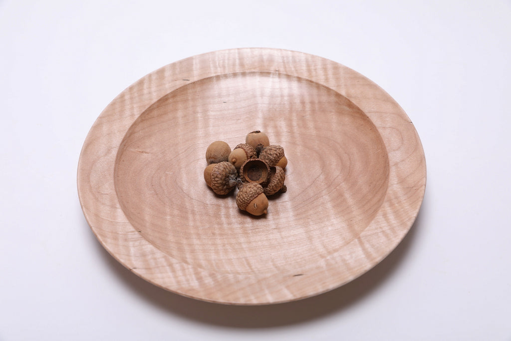 #2695 Shallow Tiger Maple Wooden Bowl  (9 1/2" x 1 1/4")