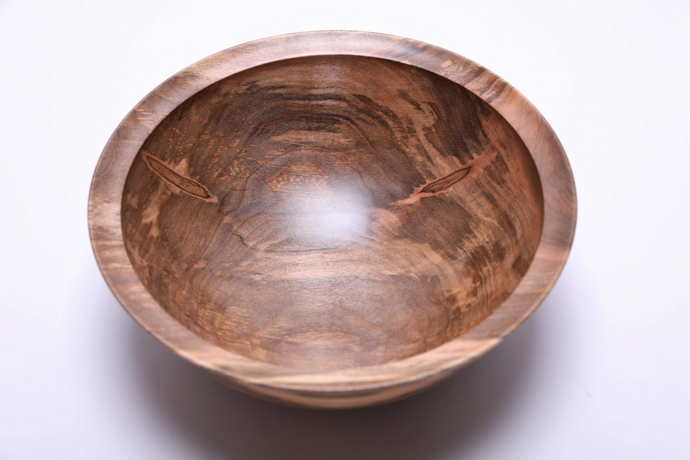 #2697 Spalted Ambrosia Maple Wooden Bowl  (9 1/2" x 3 5/8")