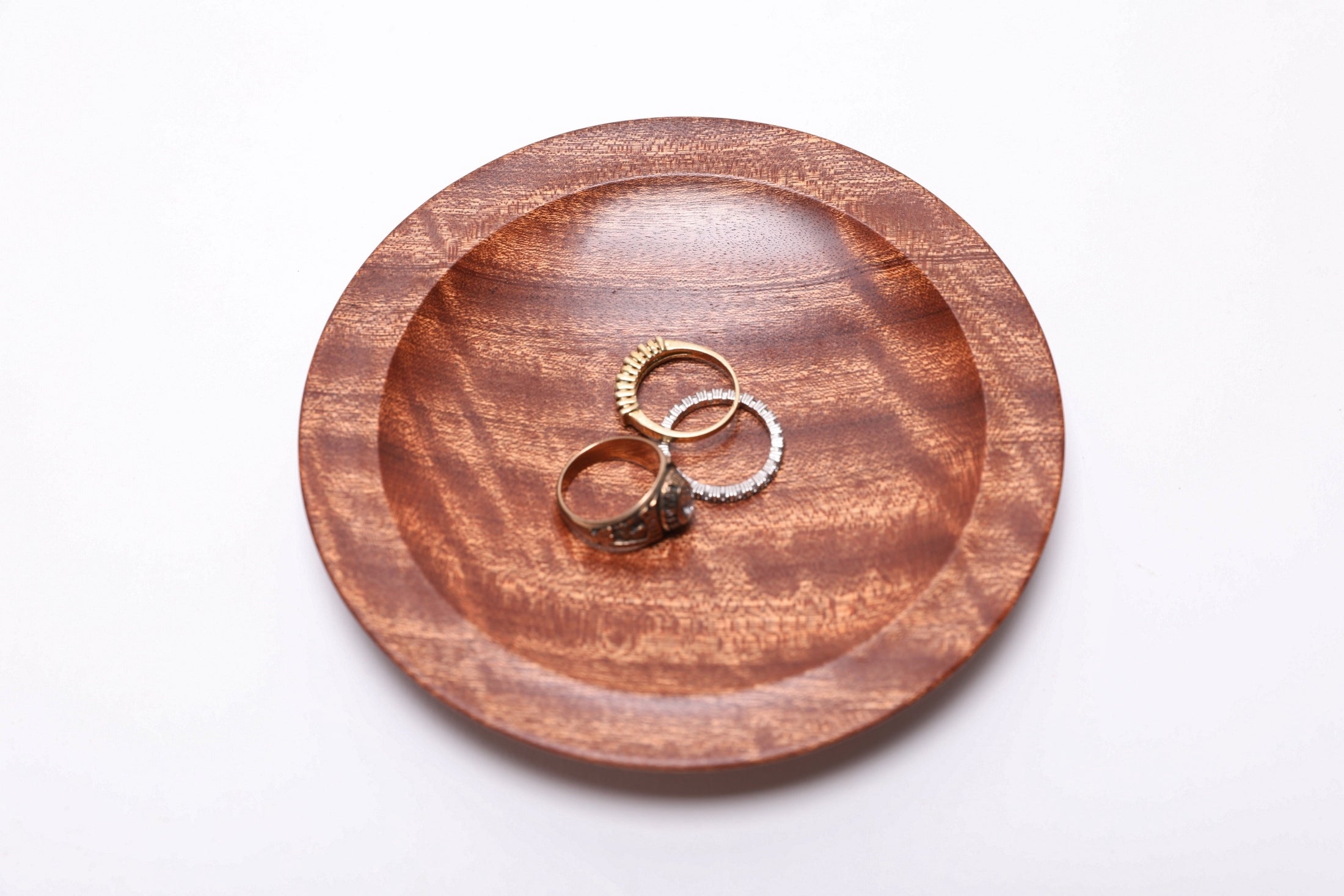 #2702 Quilted Ribbon Sapele Wooden Ring Dish  (5 1/4" x 5/8")