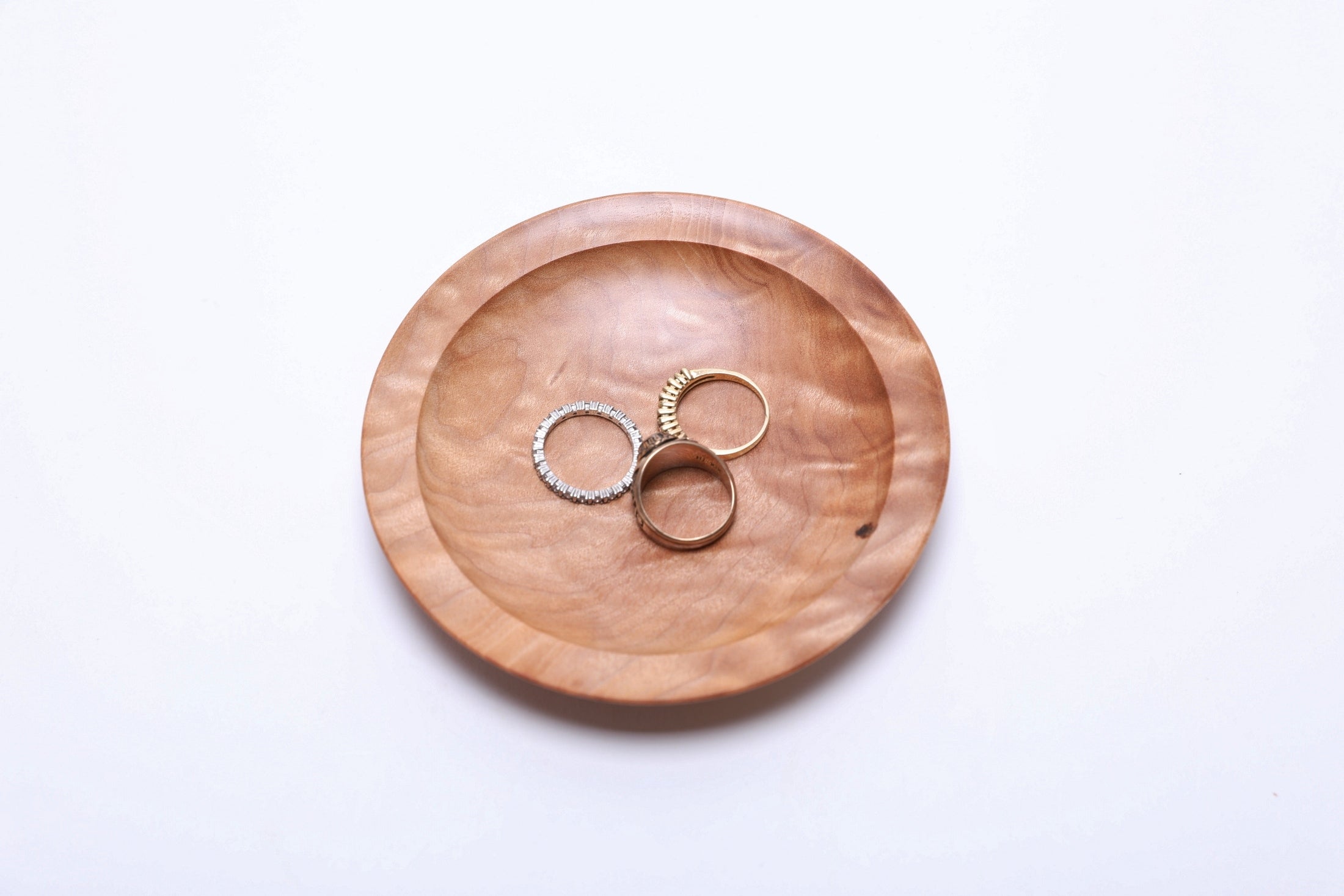 #2705 Quilted Big Leaf Maple Wooden Ring Dish  (4 1/2" x 3/4")