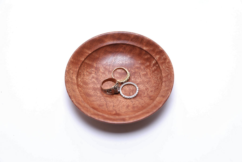 Small Quilted Pommele Sapele Ring Dish #2723 (5" x 1 1/4")