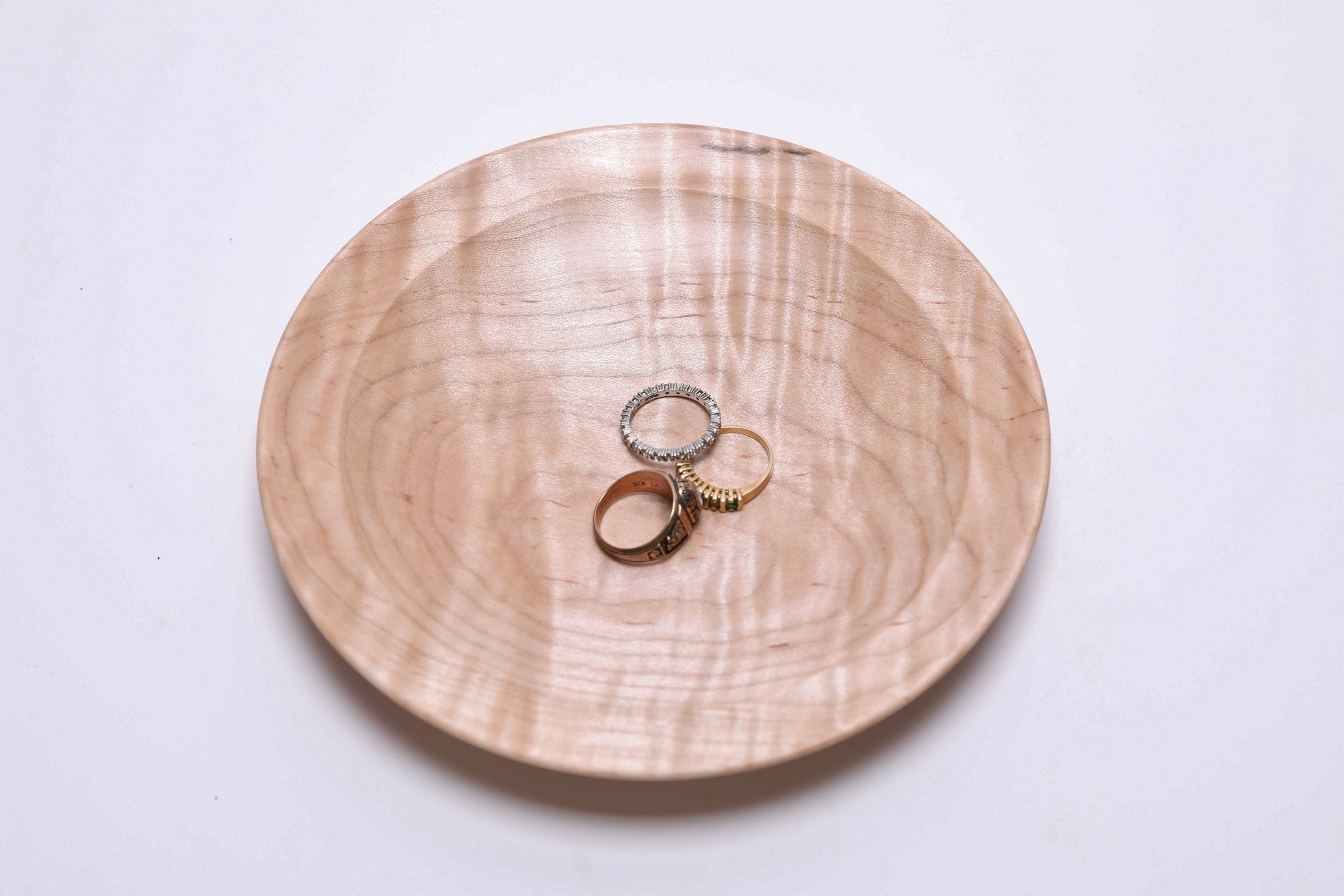 Curly Tiger Sugar Maple Wooden Ring Dish  #2727  (6 3/4" x 1")