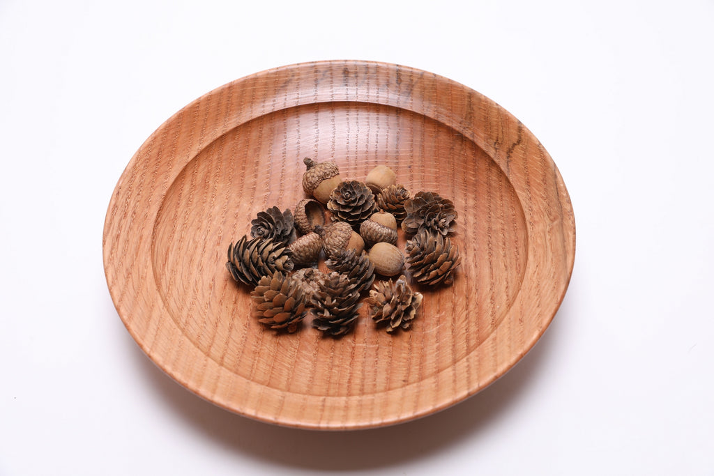 #2724 Quartersawn Red Oak Shallow Wooden Bowl  (9 3/4" x 2")