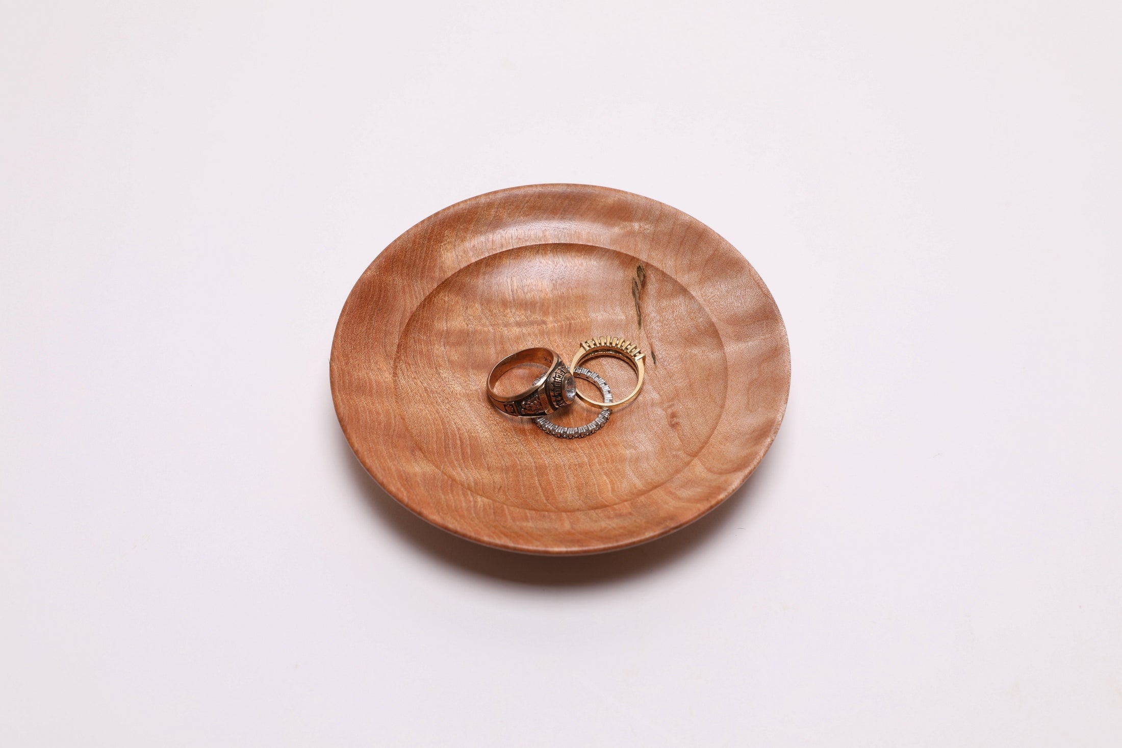 #2731 Quilted Big Leaf Maple Wooden Ring Dish (4 3/4" x 7/8")