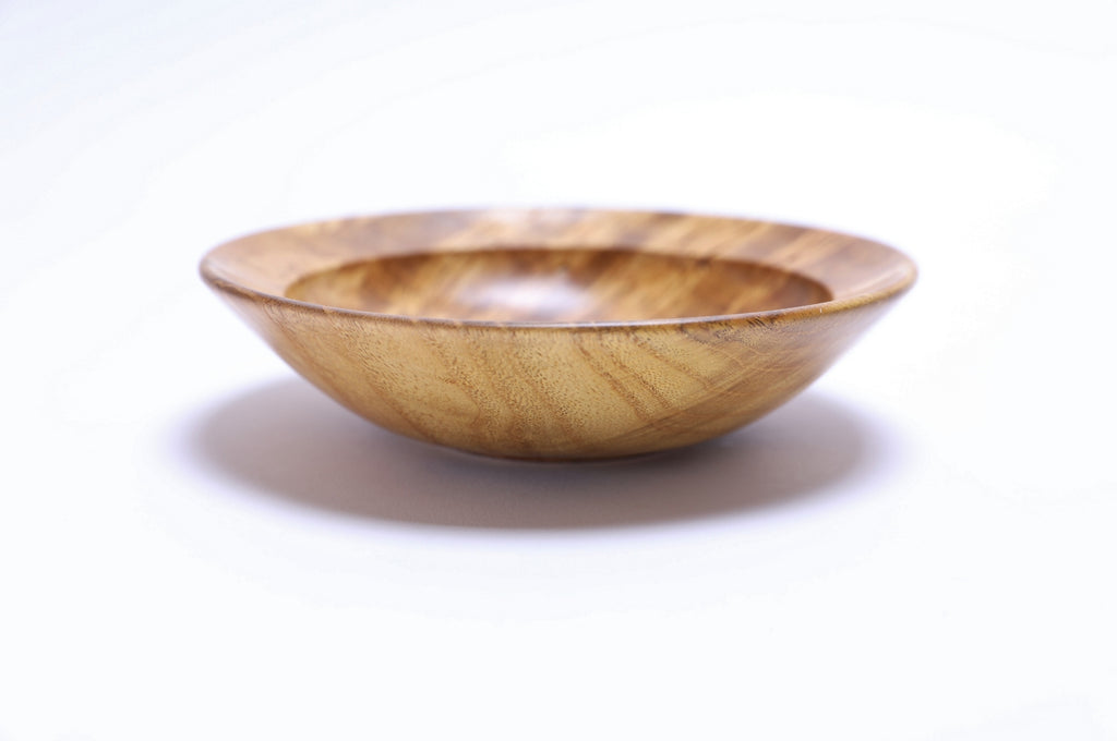 Small mulberry burl bowl side profile showing food-safe natural oil finish