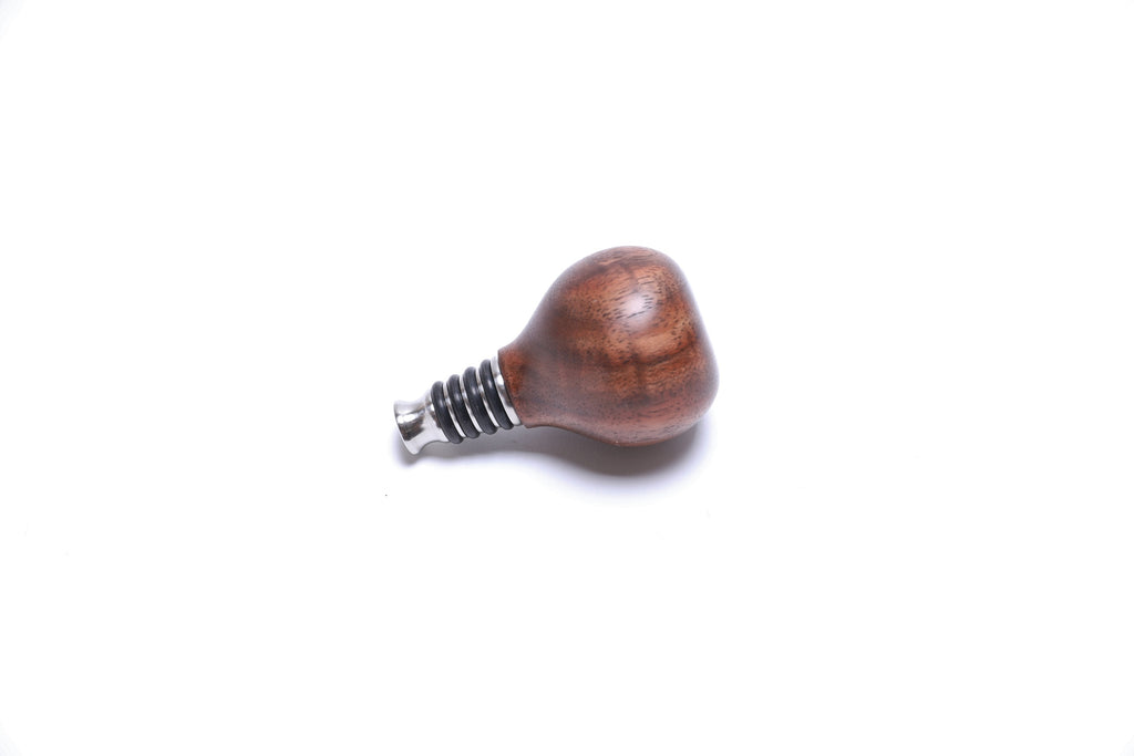 Walnut burl wine stopper 3 3/8 x 2 1/4 inches with premium Niles SS9000 stainless steel mechanism