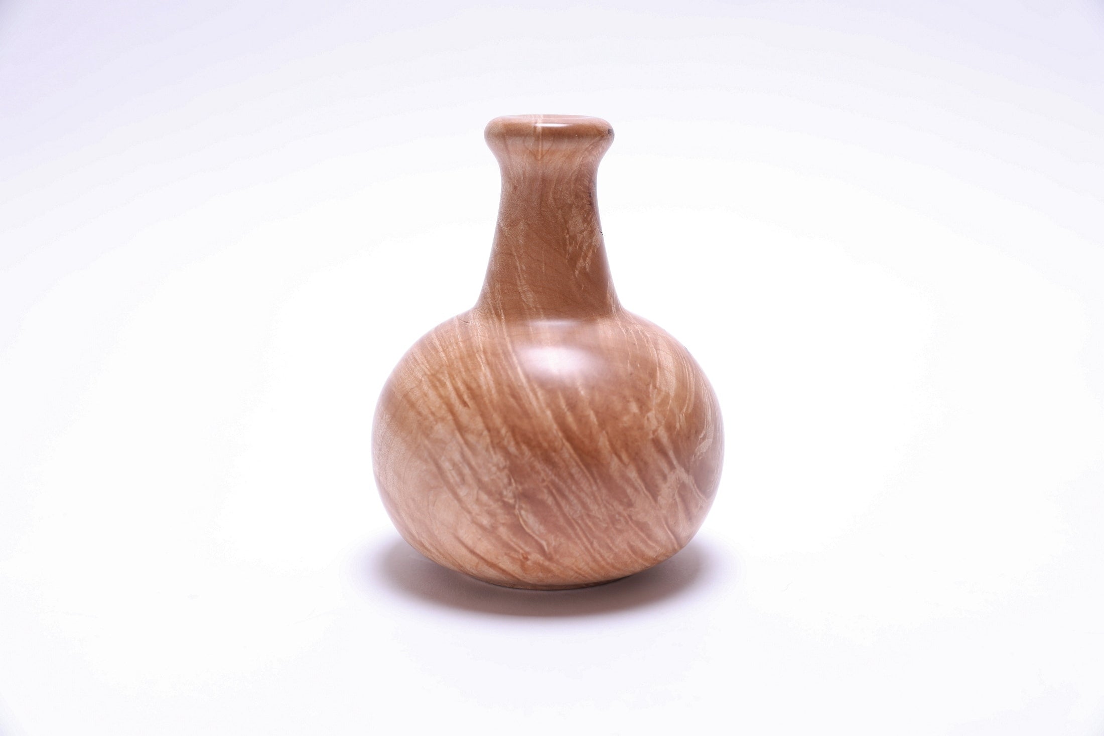 Top view of big leaf maple burl weed pot showing opening and wood patterns
