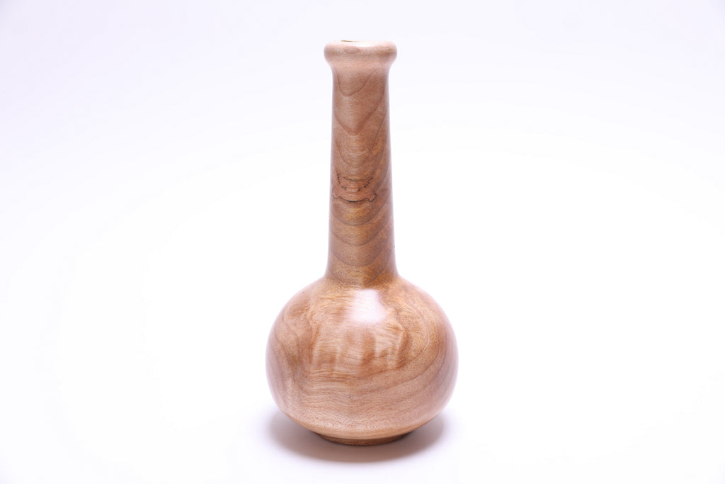Handcrafted big leaf maple burl dry vase showing natural wood figure from Pacific Northwest