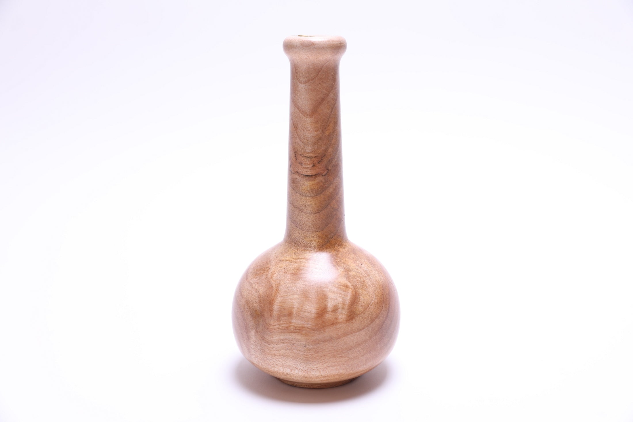 Handcrafted big leaf maple burl dry vase showing natural wood figure from Pacific Northwest