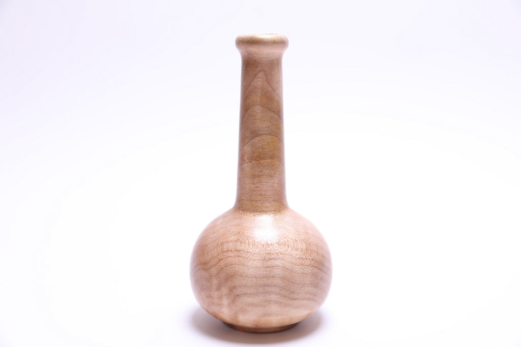 Top view of big leaf maple burl weed pot showing opening and wood patterns