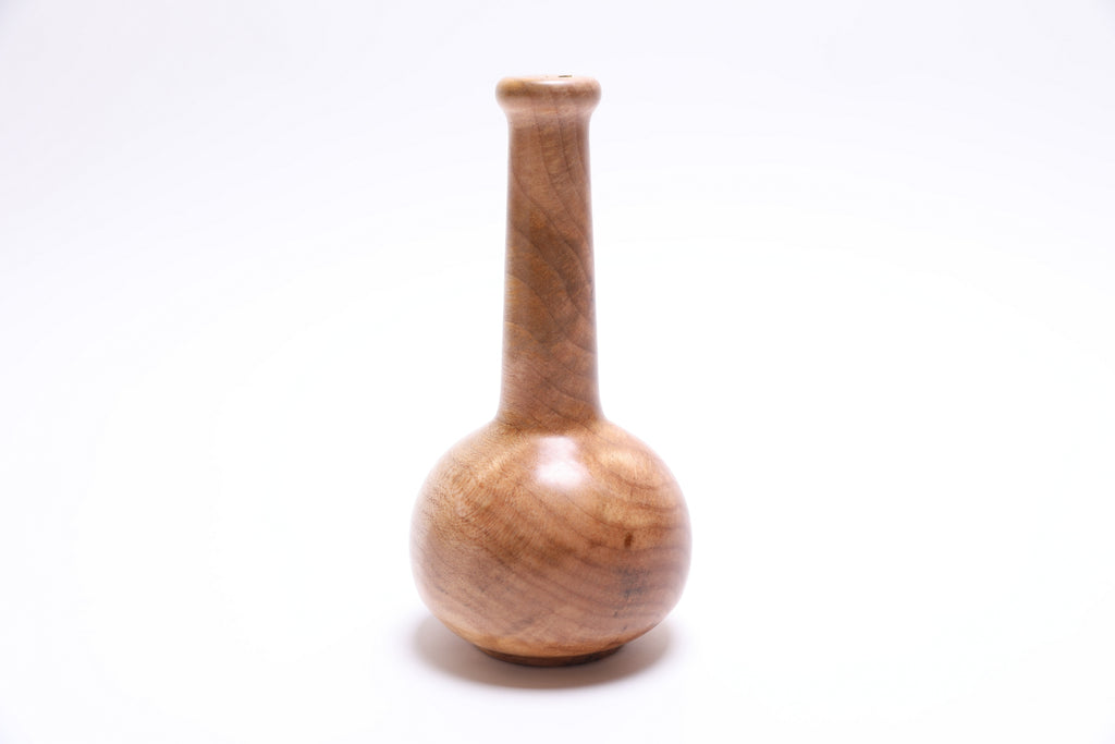 Detail view of big leaf maple burl weed pot with food-safe natural oil finish