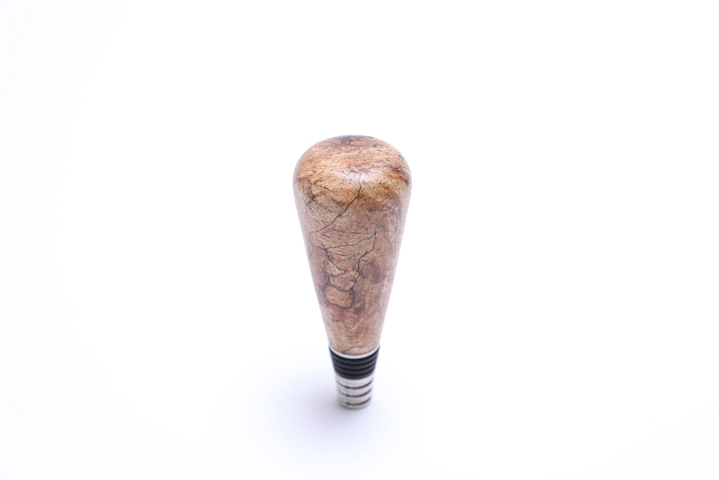 Spalted big leaf maple wine stopper with food-safe natural oil finish