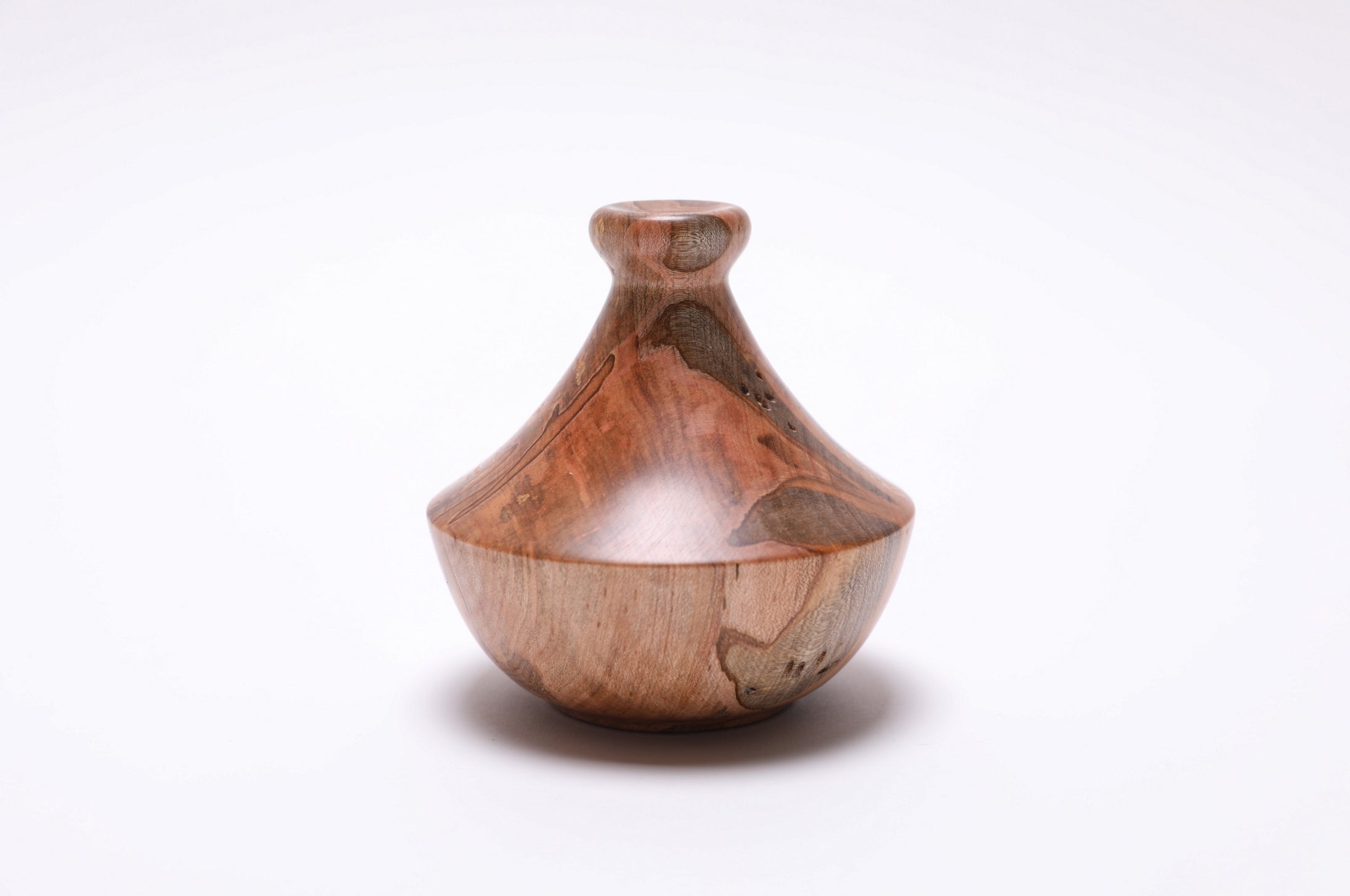 Far East-inspired wooden dry vase with food-safe natural oil finish