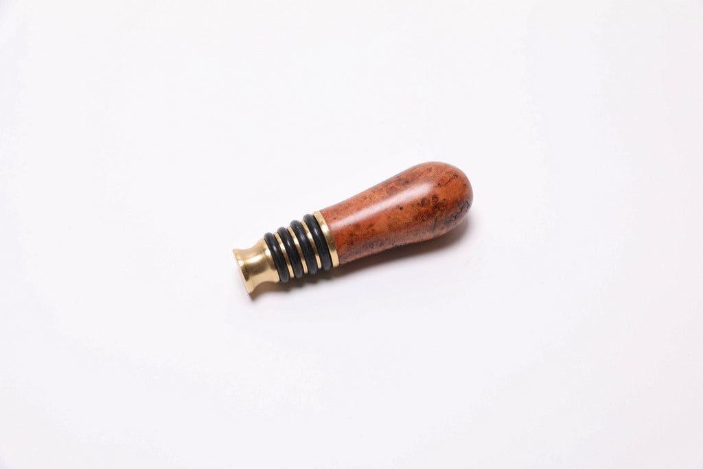 Artisan-crafted wild black cherry burl bottle stopper made in USA with unique burl character