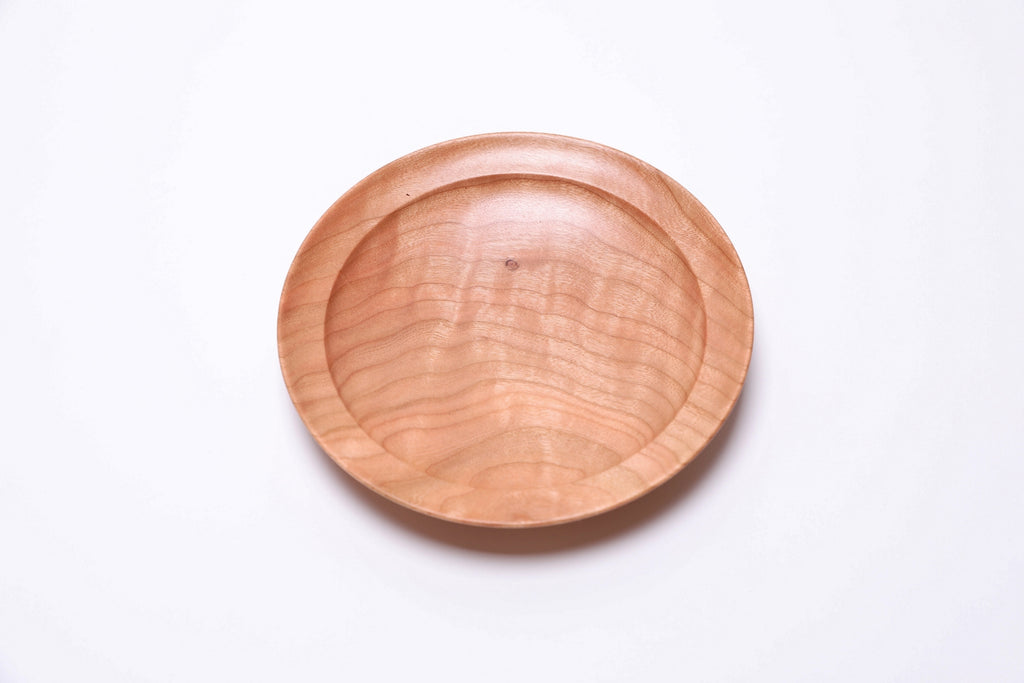 Handmade wild black cherry ring dish with quilted chatoyant figure and natural oil finish