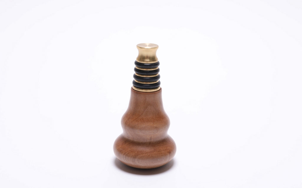 Handcrafted pear wood wine stopper made from 20-year-old rescued heirloom timber