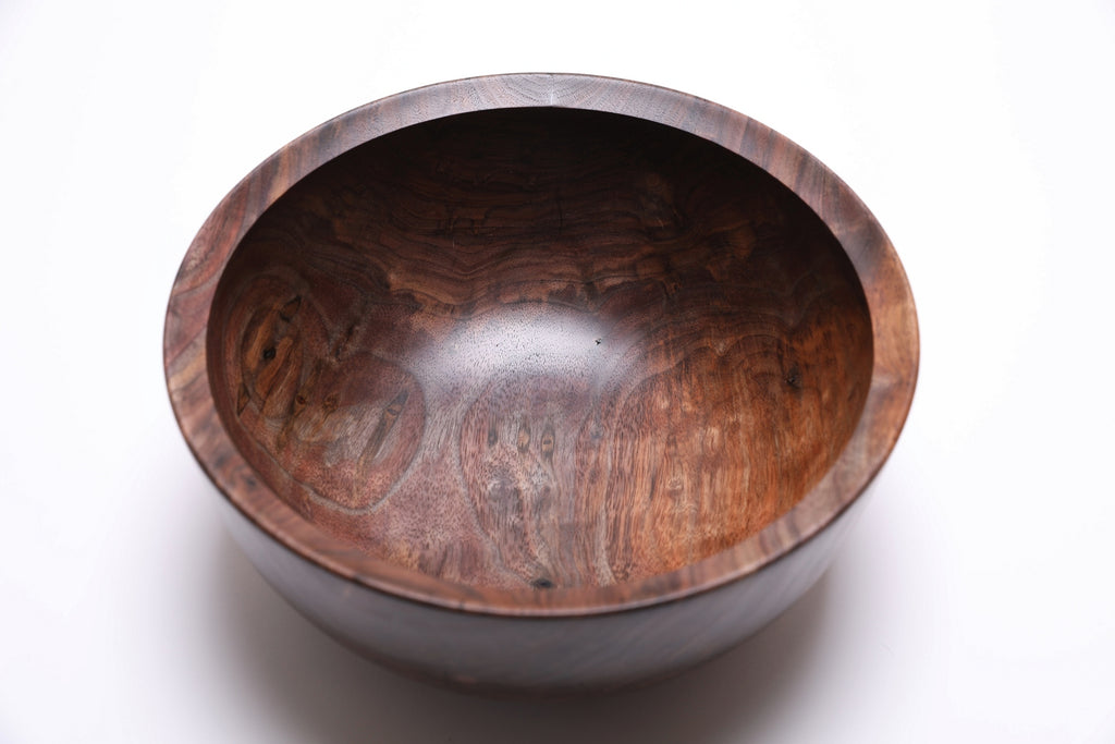 Spalted curly walnut bowl with food-safe oil finish, Made in NC