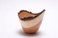 Natural edge wild black cherry wooden bowl with intact bark – front view