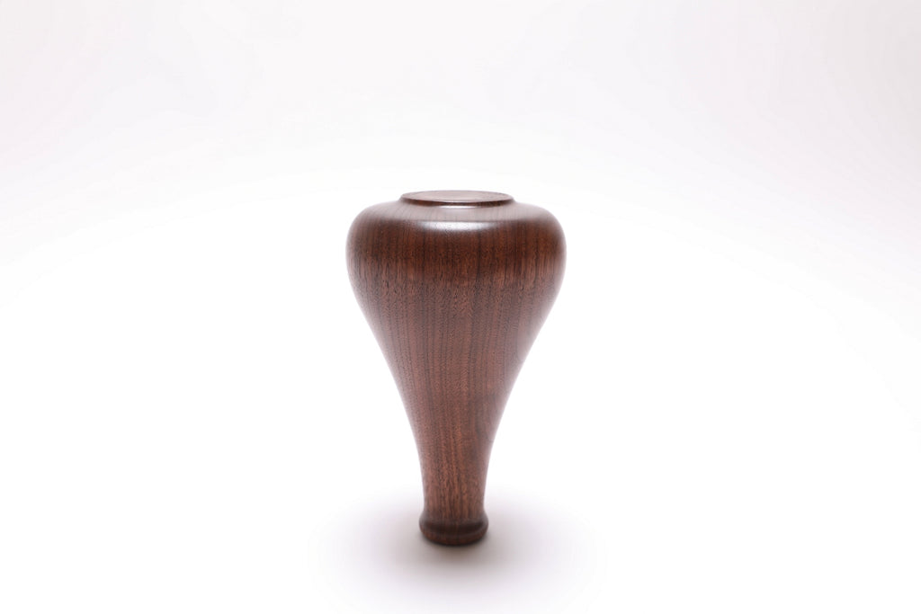 Handmade black walnut weed pot showing bottom detail