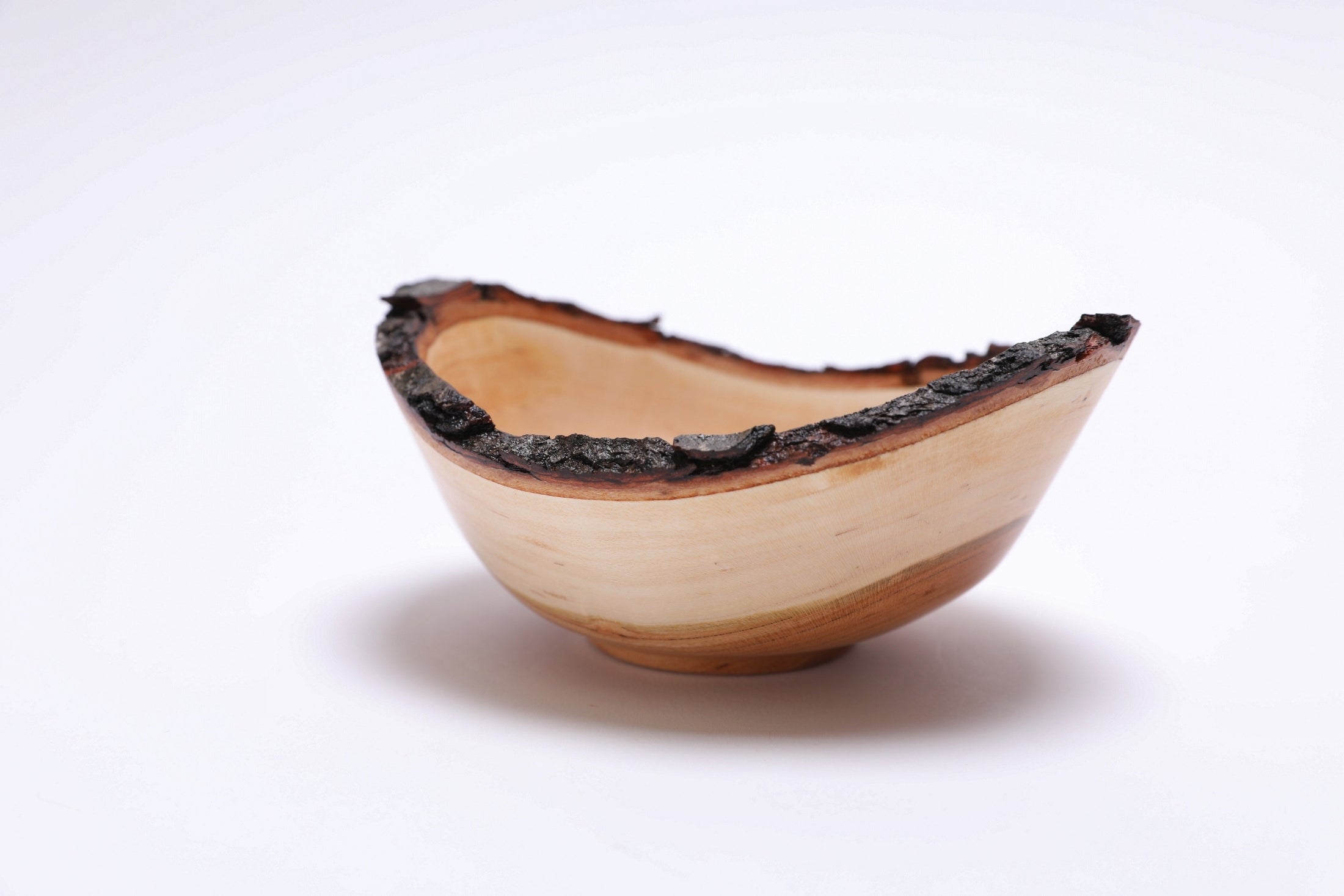 Handmade natural edge wild black cherry wooden bowl, front view — Sanders Woodworking

