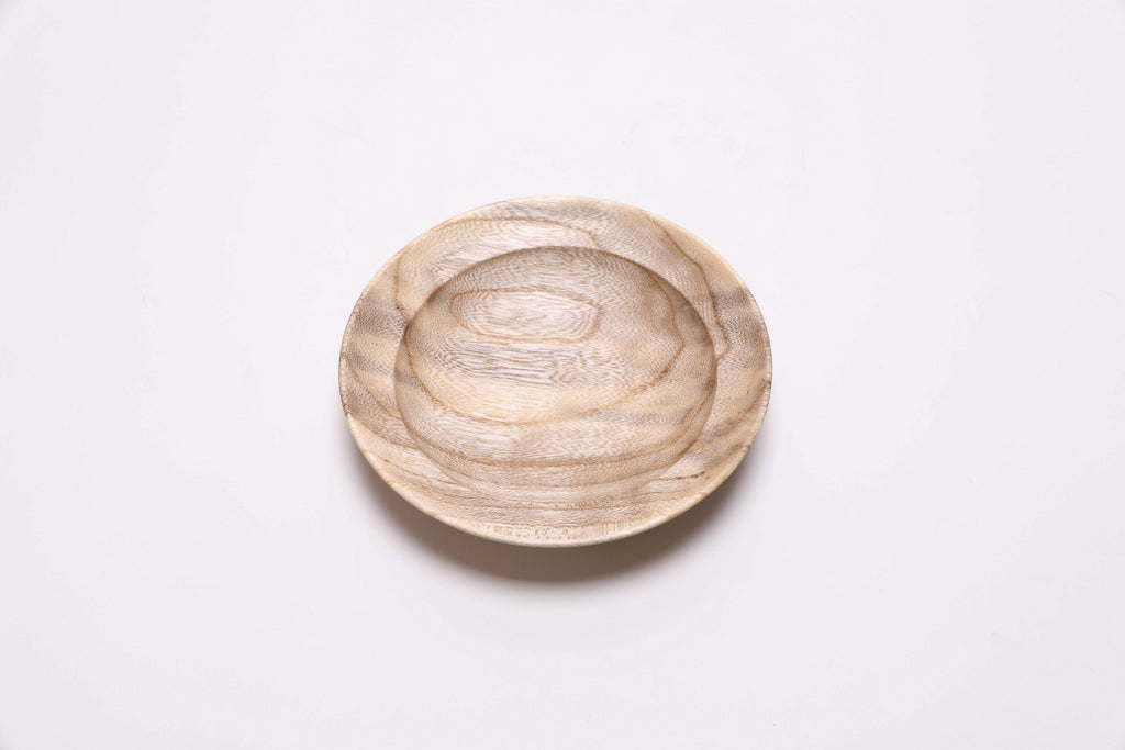 Small hackberry wood ring dish — showing shallow form and natural oil finish