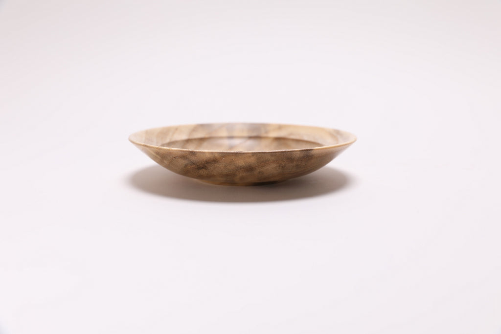 Small wood ring dish in hackberry — side view, 4 7/8" diameter