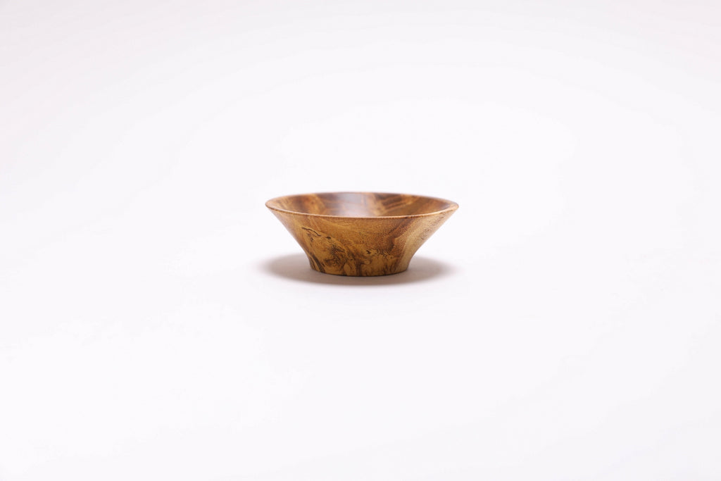 Tiny handmade mulberry burl bowl with natural oil finish, made in NC