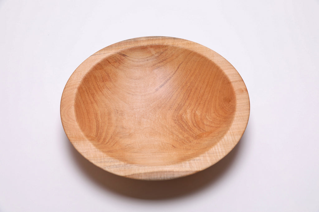 Top view of sugar maple chopping bowl showing natural wood grain, handmade in North Carolina