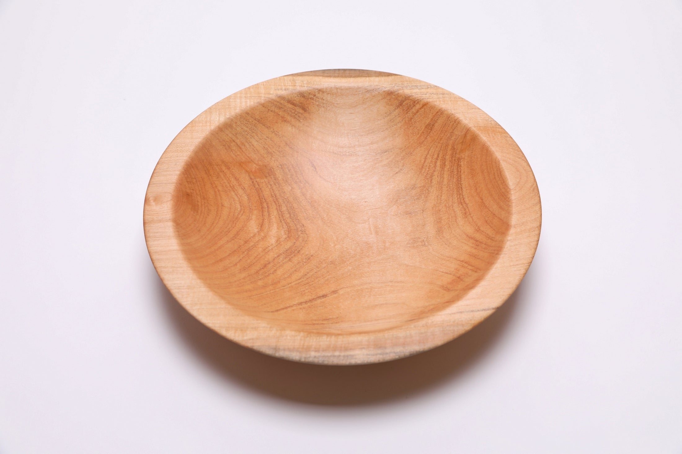 Top view of sugar maple chopping bowl rotated 180 degrees, food-safe oil finish