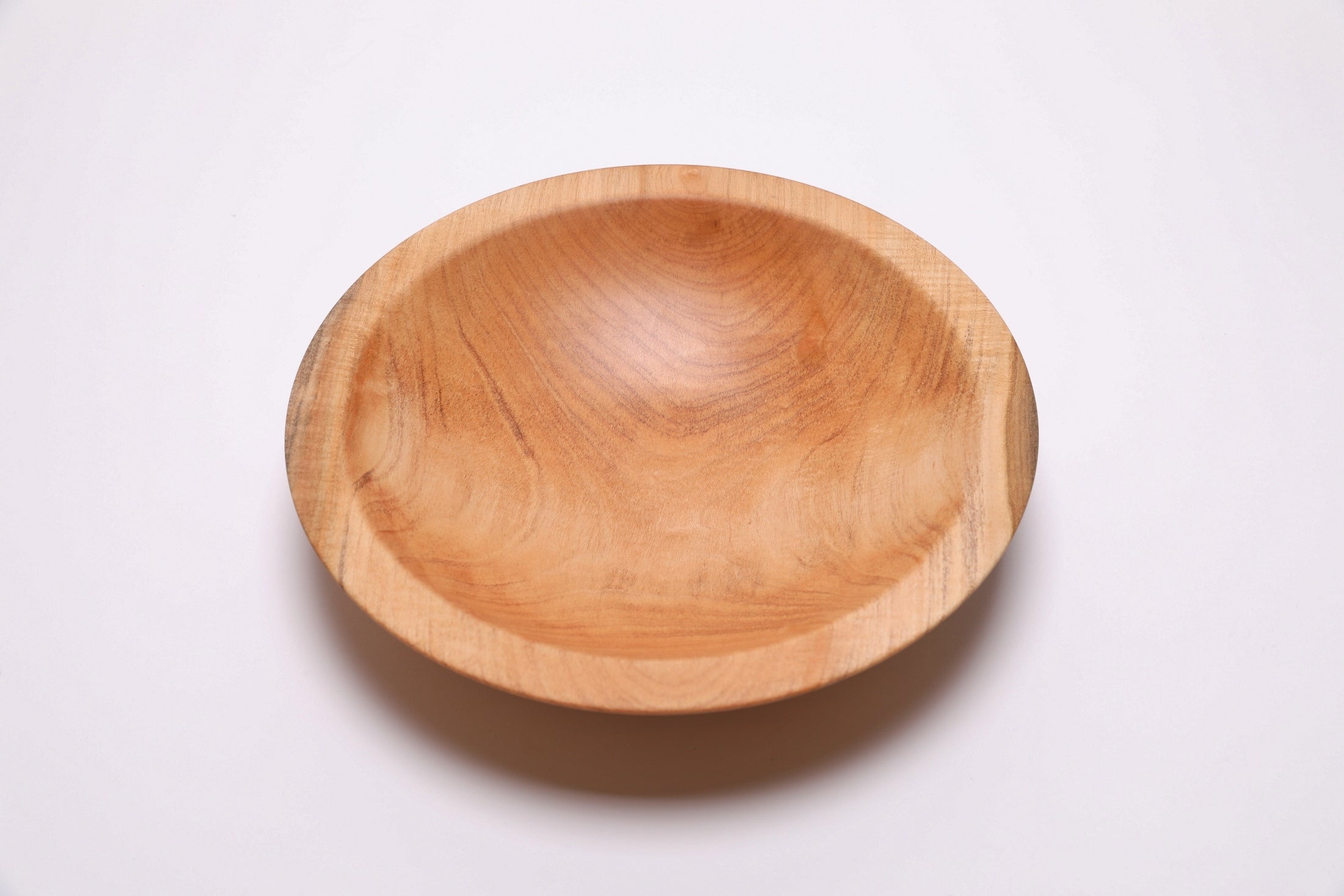 Top view of sugar maple chopping bowl rotated 270 degrees, artisan handcrafted hardwood