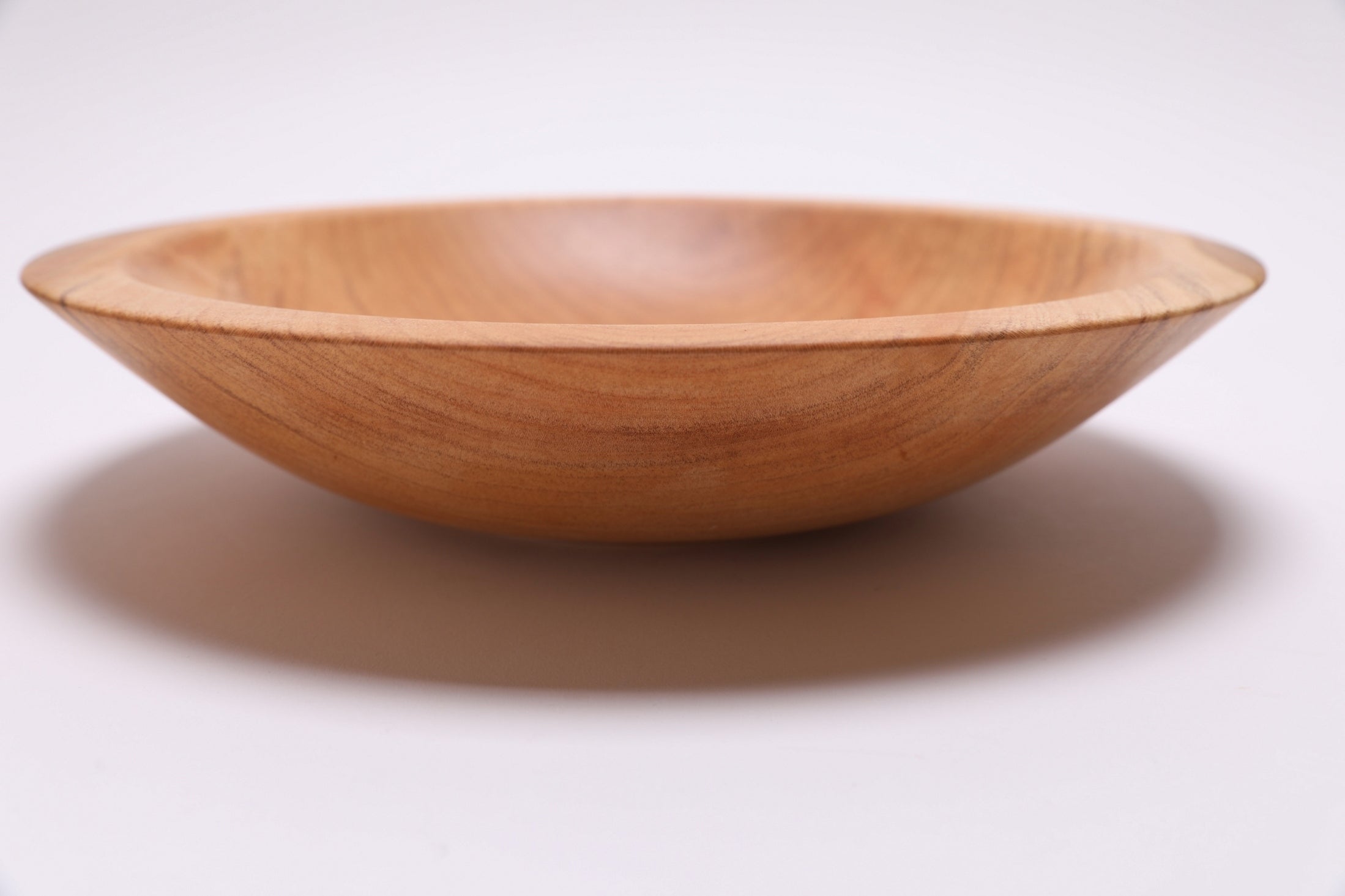 Side view of sugar maple chopping bowl rotated 270 degrees, dense hardwood construction