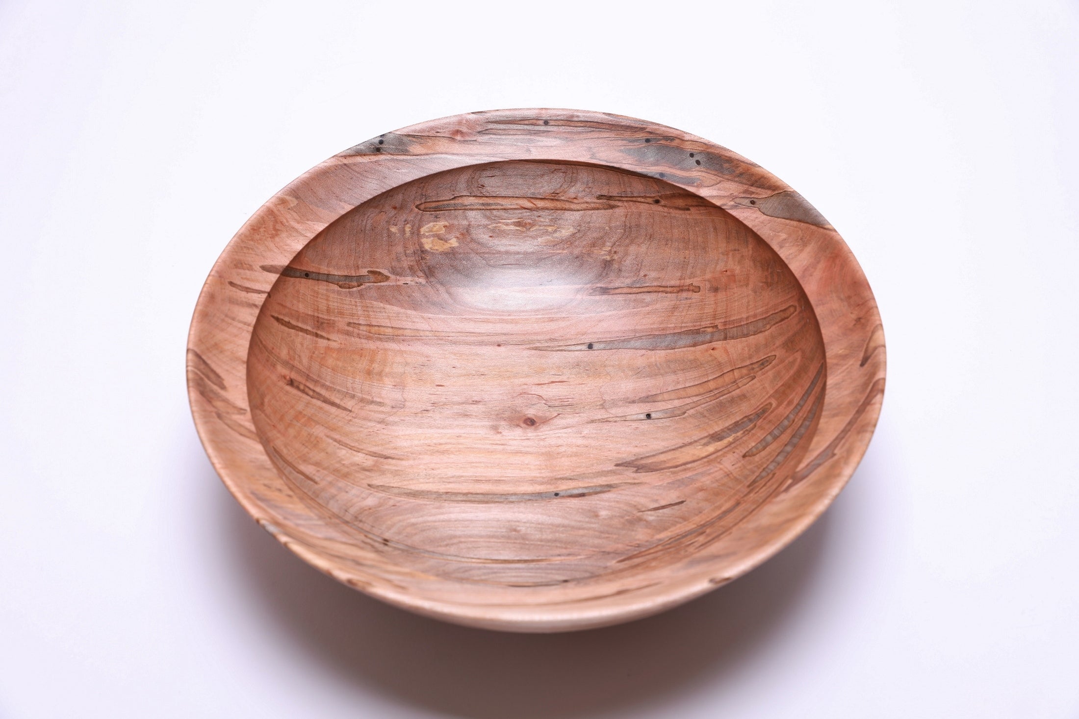 Top view of ambrosia maple salad bowl rotated 180 degrees, food-safe oil finish, handmade in North Carolina