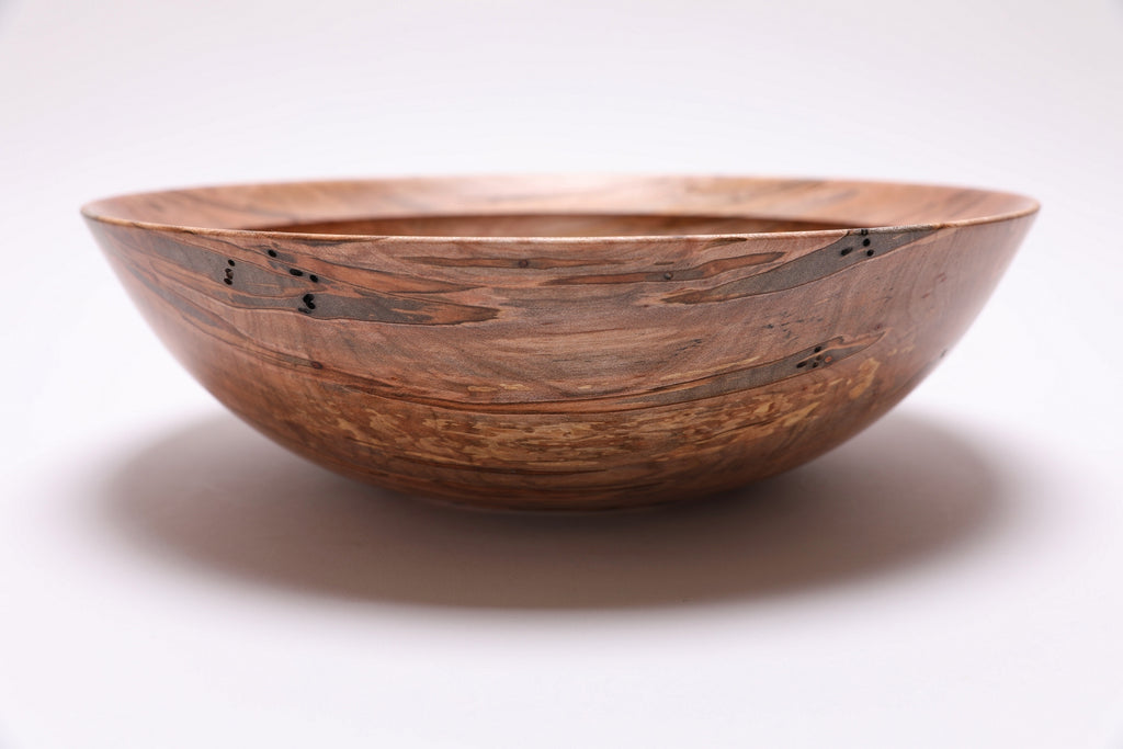 Ambrosia maple salad bowl, side view rotated 270 degrees, hand-turned hardwood, made in USA
