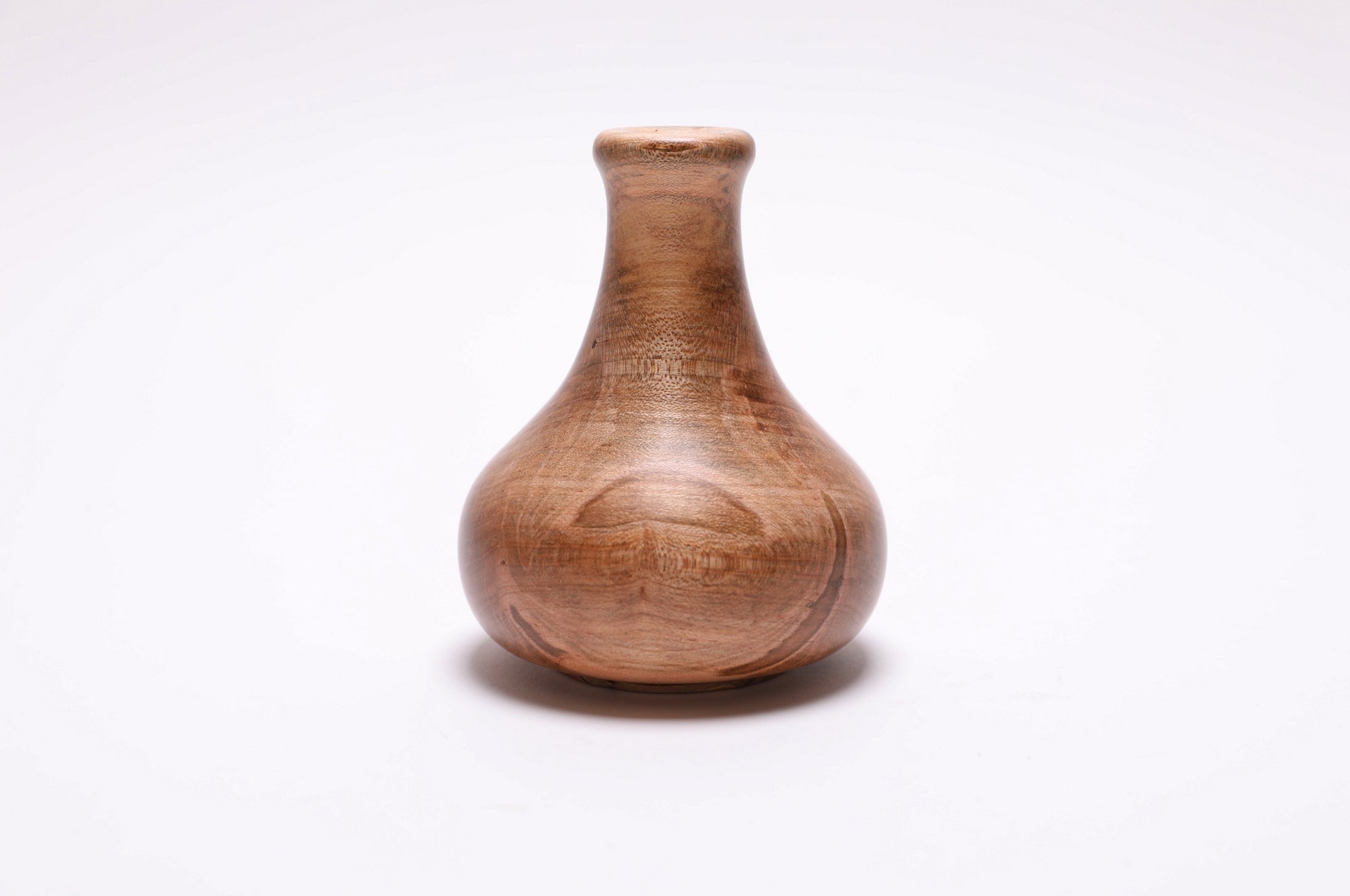 Ambrosia maple weed pot front view, beetle-track figuring, food-safe oil finish, made in NC