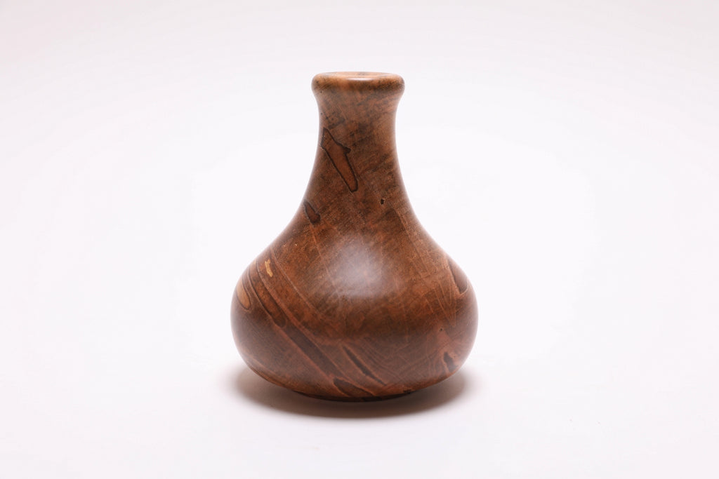 Ambrosia maple weed pot 270 degree side view, small dry vase 4 3/8 by 3 1/2 inches
