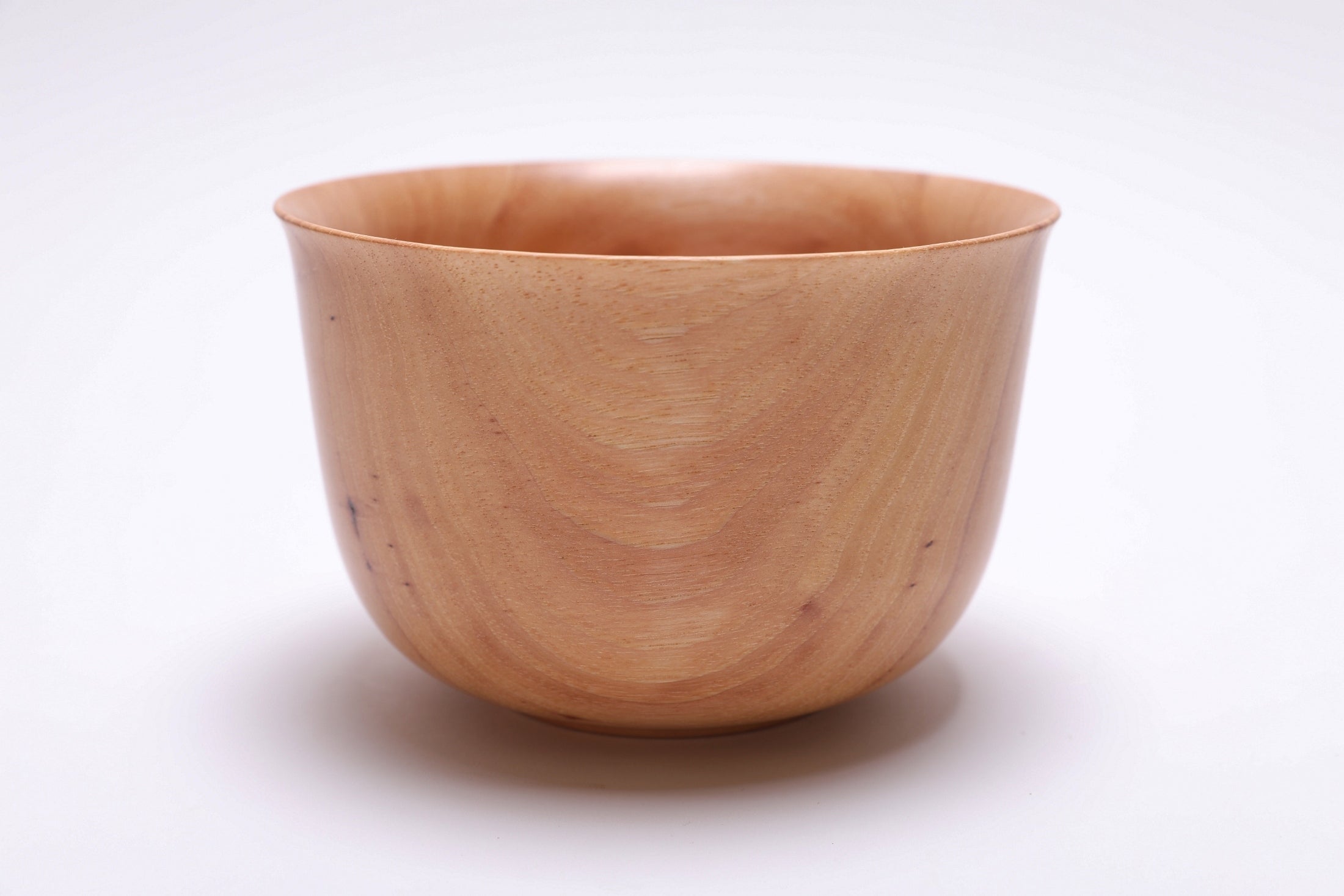 Pecan Liberty Bell bowl side profile highlighting live-edge rim and oil finish
