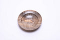 Spalted tiger maple wooden ring dish, top view, showing gray-to-amber spalting and transition lines