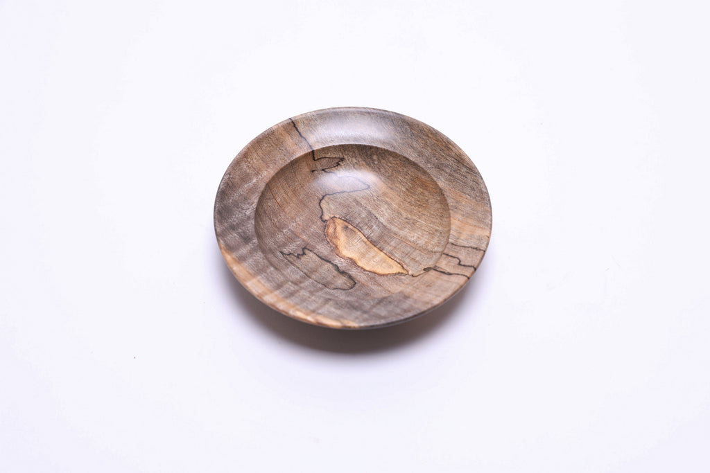 Small spalted maple ring dish, top view rotated 270°, handcrafted in NC, USA