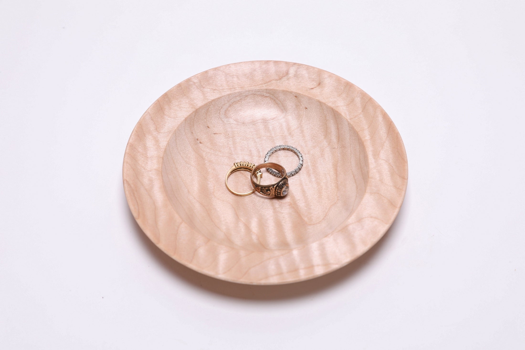 #2802 Quilted Curly Maple Wooden Ring Dish  (6 1/4" x 7/8")