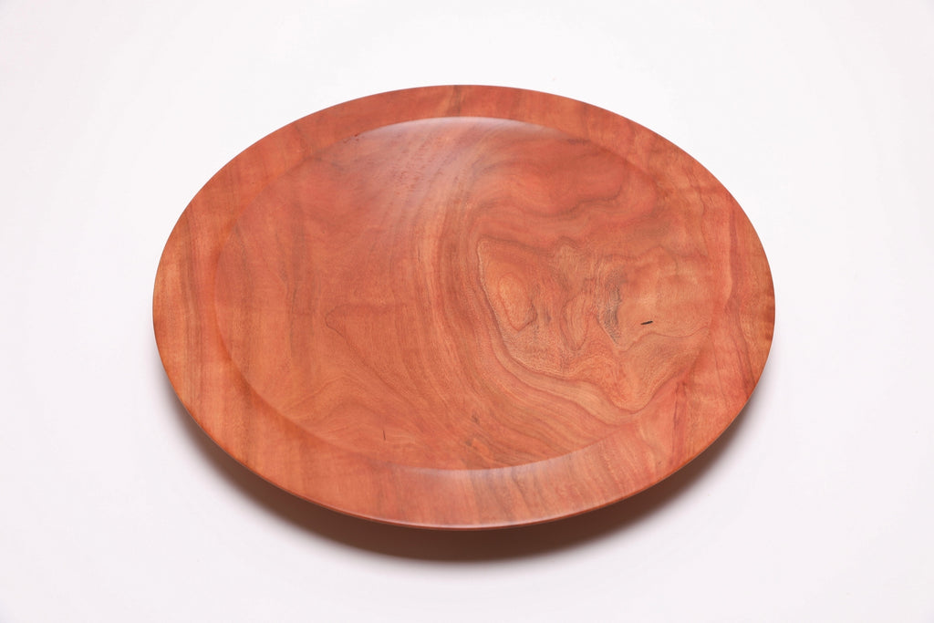 Wild black cherry wooden platter — top view, 270°, revealing full grain pattern
