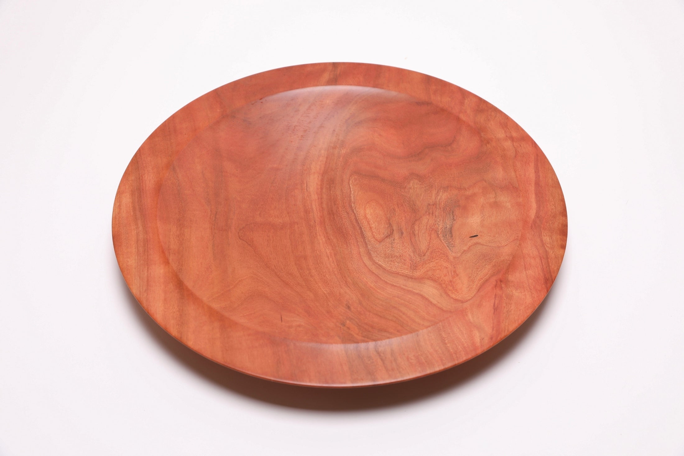 Wild black cherry wooden platter — top view, 270°, revealing full grain pattern
