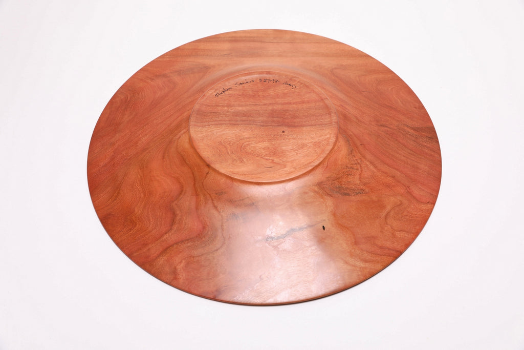 Wild black cherry wooden platter — bottom view, alternate angle, Sanders Woodworking handmade in NC