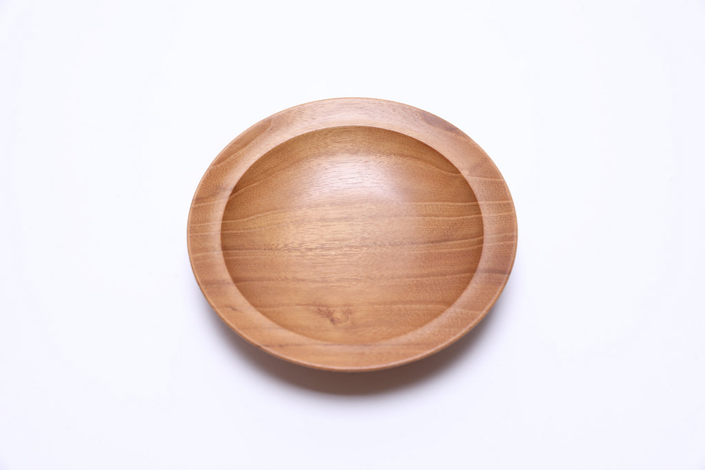 Small black locust wooden bowl top view, handmade by Sanders Woodworking