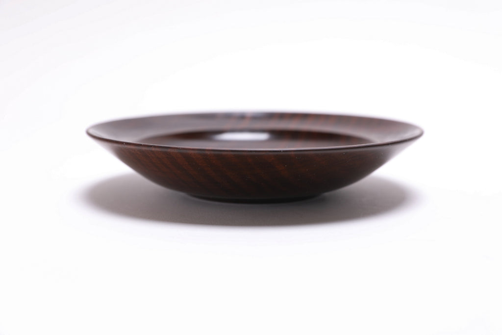 Thermally modified tiger maple wooden bowl side view showing 1 1/8 inch depth, handmade in NC