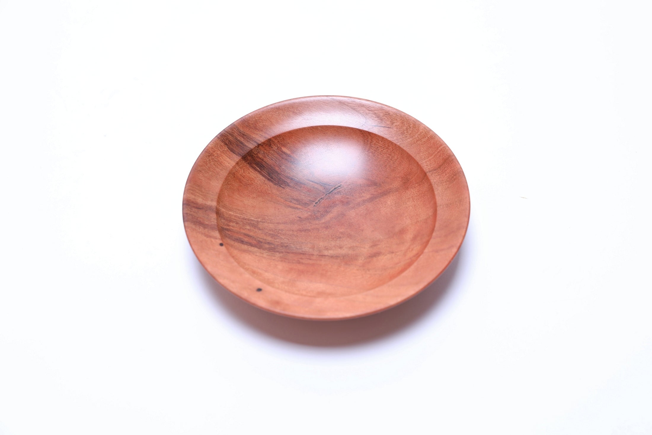 Wild black cherry wooden ring dish, top view at 0°, showing rich color and natural grain