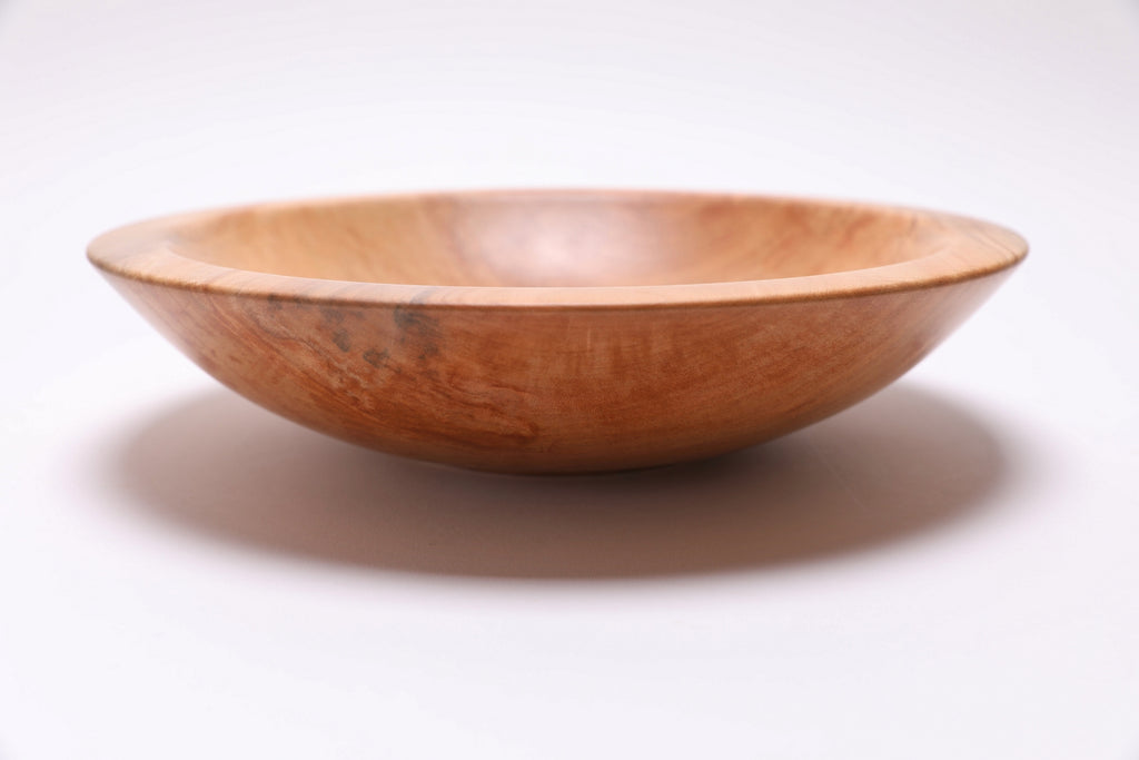 sugar maple chopping bowl, side view at 180°, natural oil finish and turned form