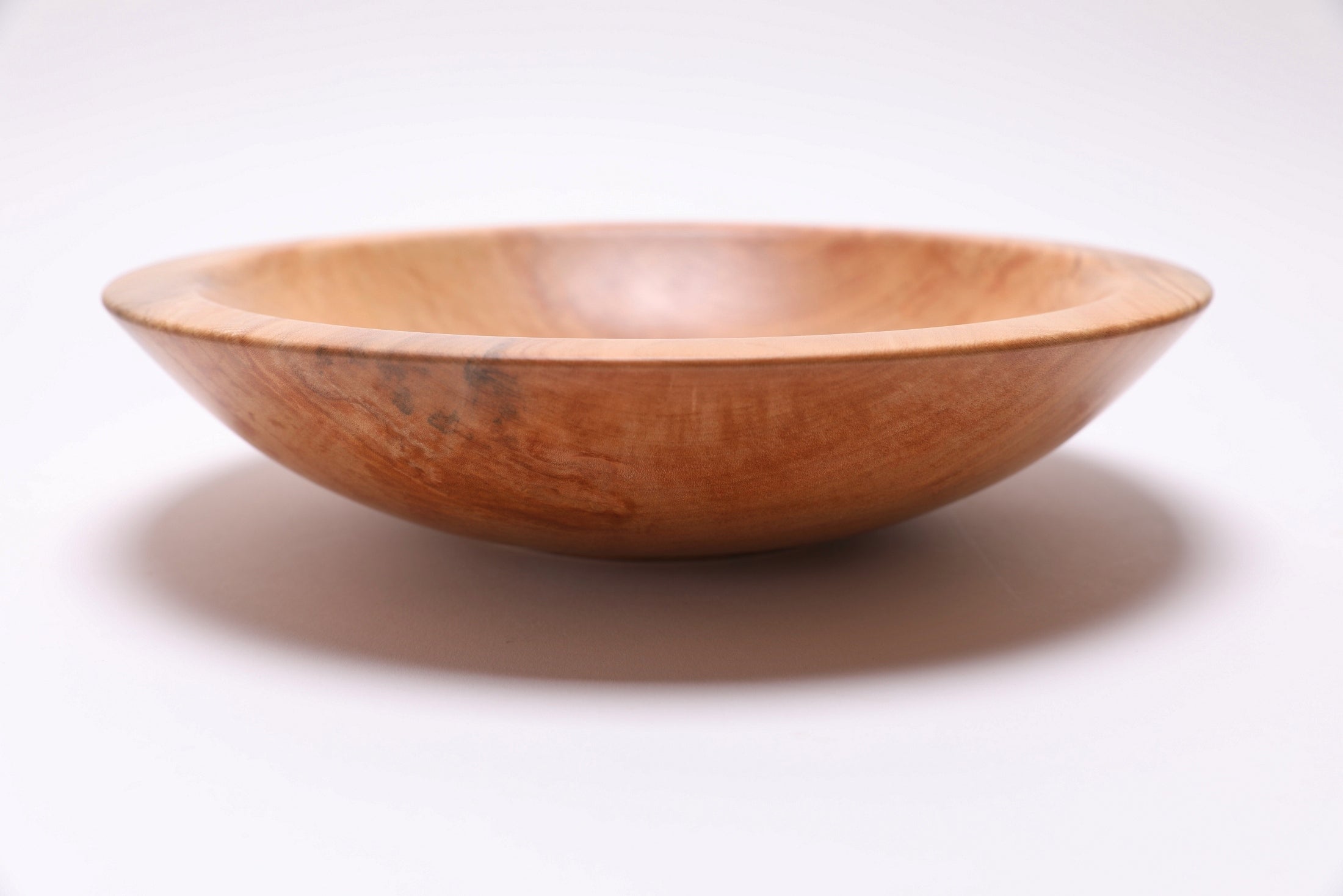 sugar maple chopping bowl, side view at 180°, natural oil finish and turned form